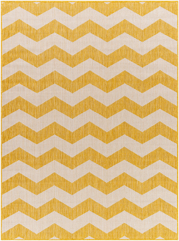 Long Beach Machine Woven Rug — Ivory/Mustard