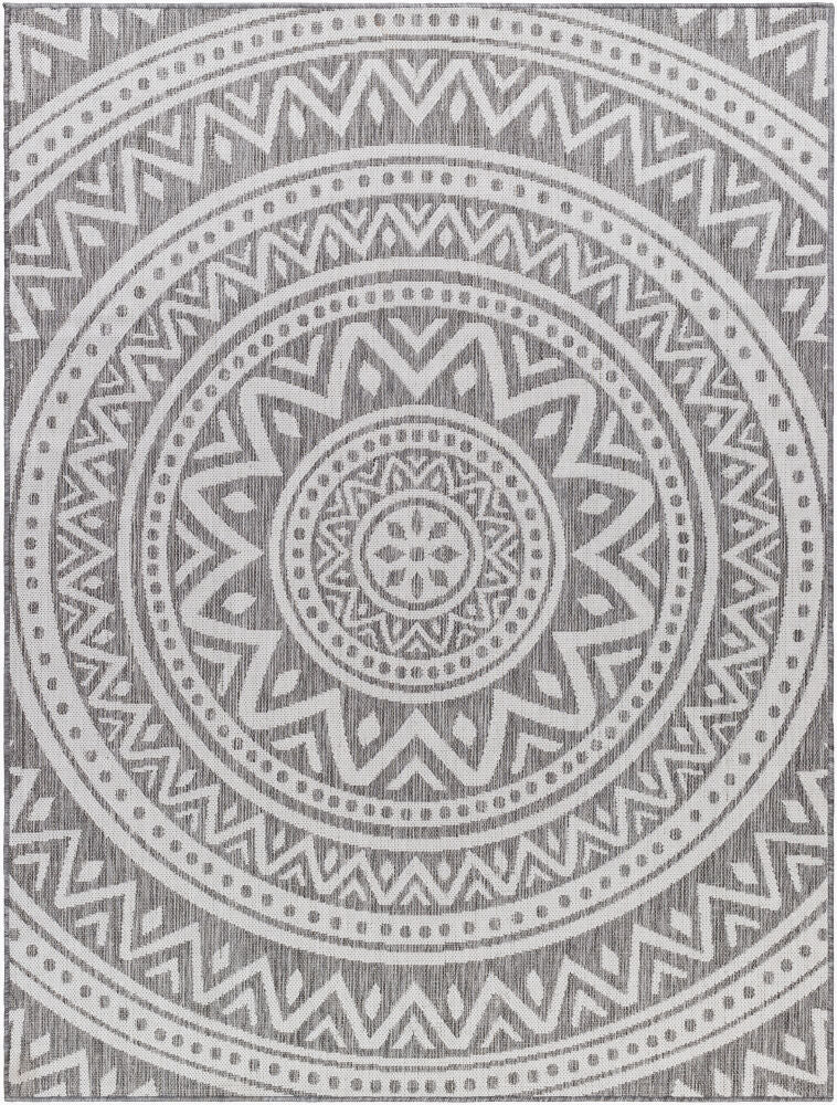 Long Beach Machine Woven Rug — Charcoal/Ivory