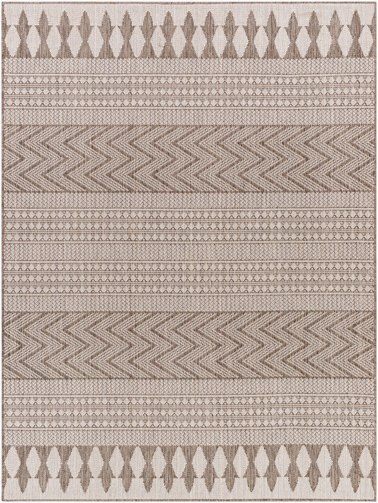 Long Beach Machine Woven Rug — Dark Brown/Ivory
