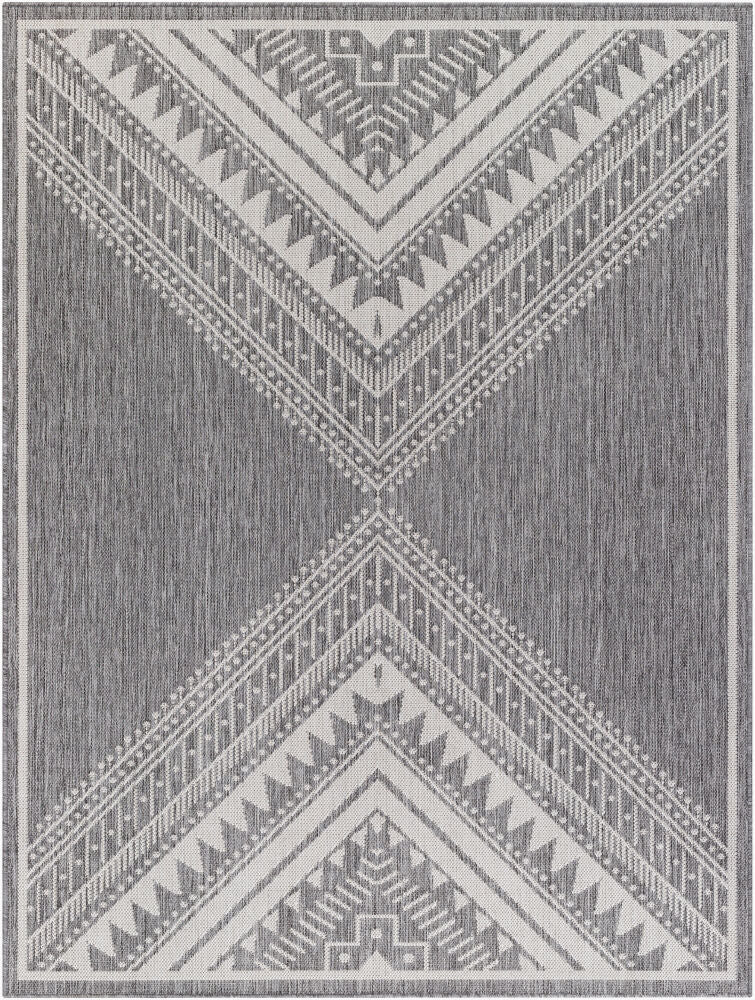 Long Beach Machine Woven Rug — Charcoal/Ivory
