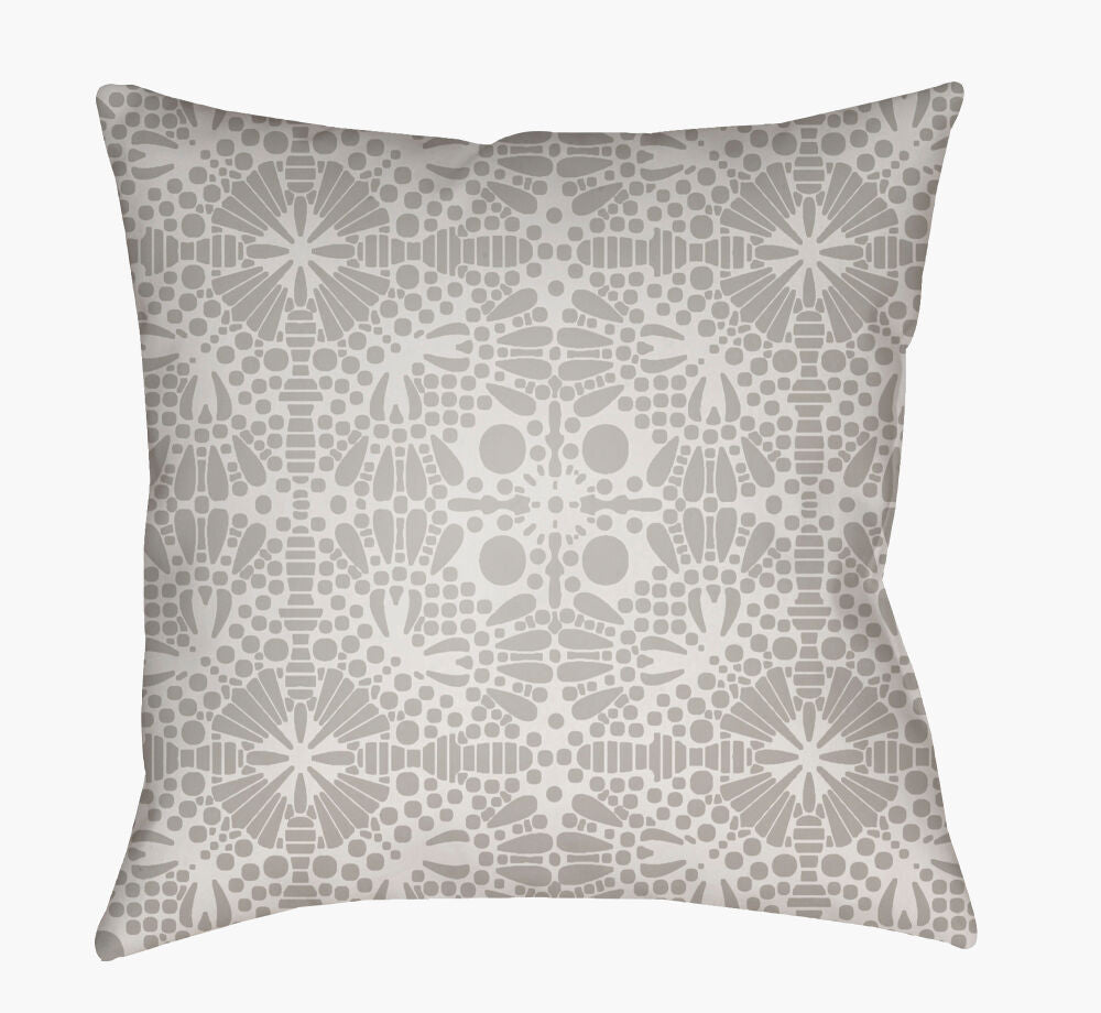 Laser Cut Accent Pillow — Light Gray/Off-White