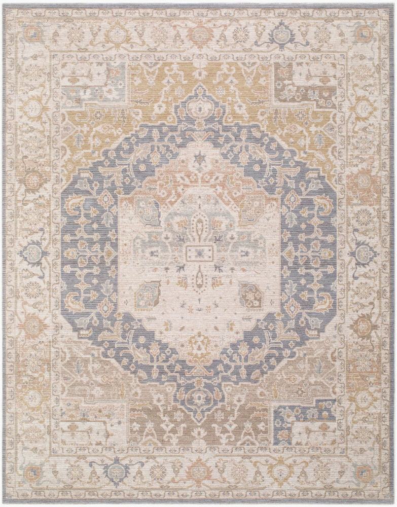 Ladik Machine Woven Rug — Brown/Denim