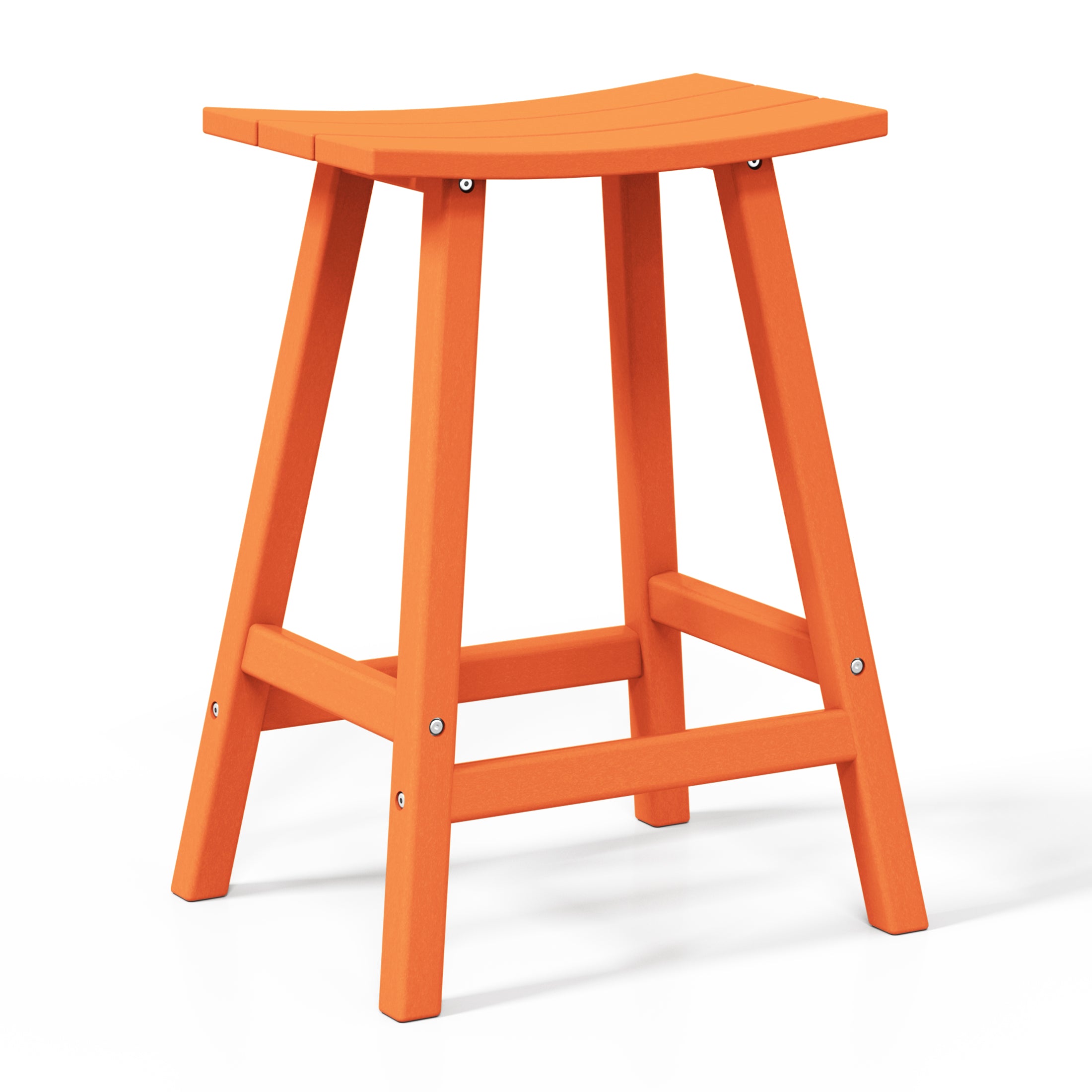 Stockholm All-Weather Outdoor Saddle Counter Stool (24" Height) Orange Seahawk Designs Patio Bar & Counter Stools