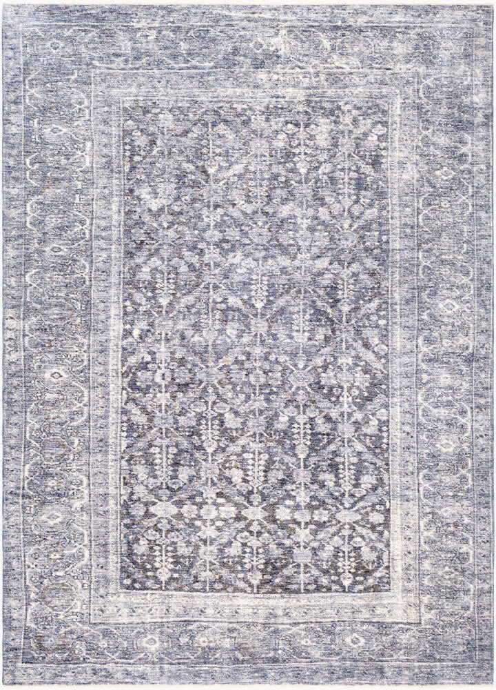 Lincoln Machine Woven Rug — Denim/Light Beige