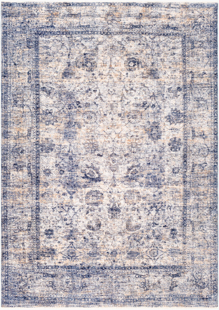 Lincoln Machine Woven Rug — Denim/Light Beige