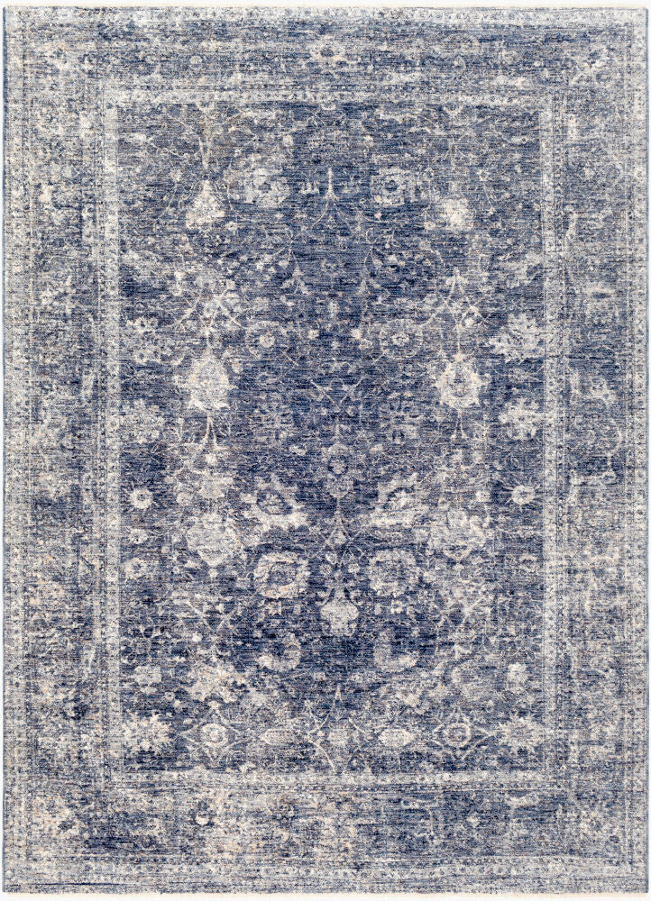 Lincoln Machine Woven Rug — Denim/Light Beige