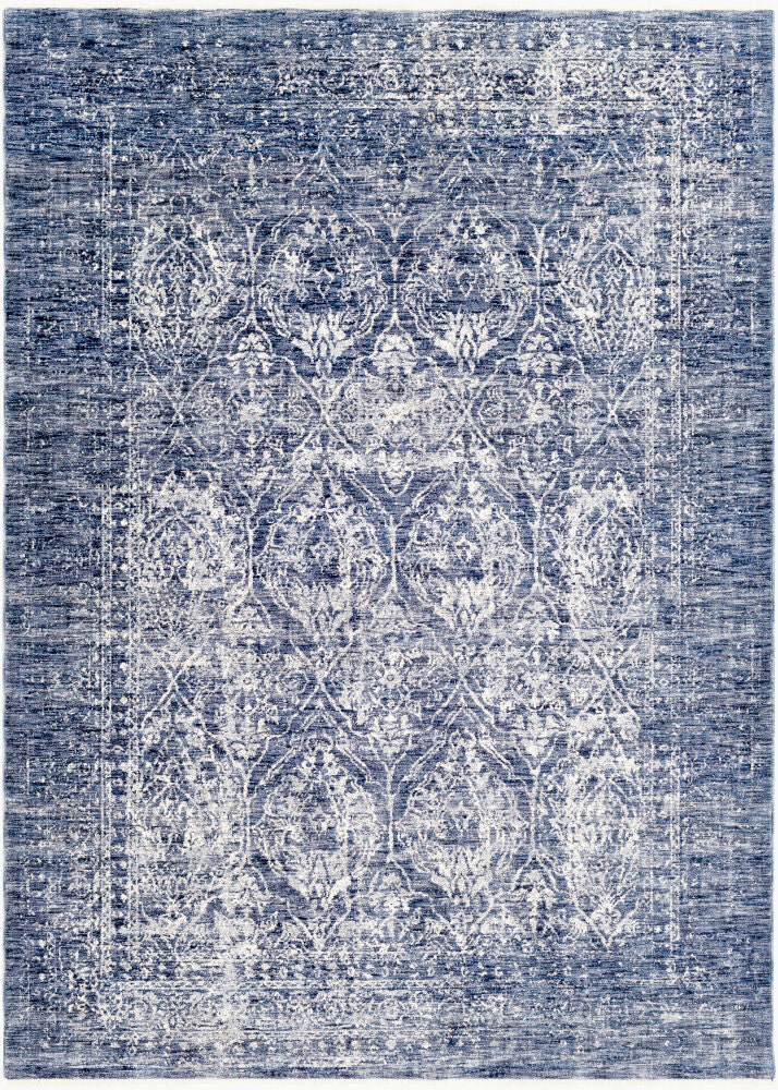Lincoln Machine Woven Rug — Denim/Light Beige
