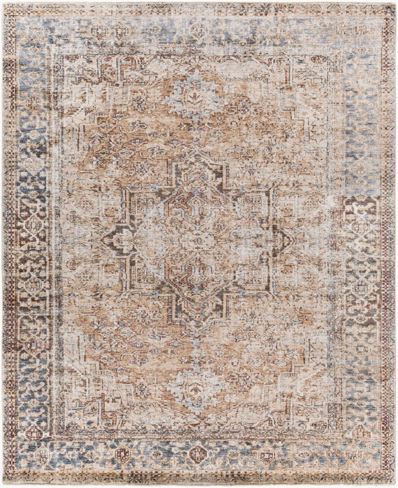 Lincoln Machine Woven Rug — Denim/Gold