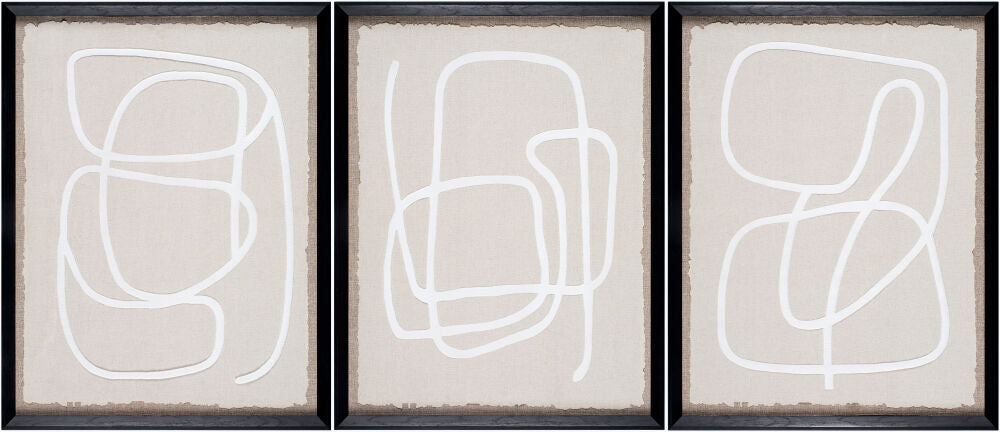 Lines Framed Art — Black/Khaki