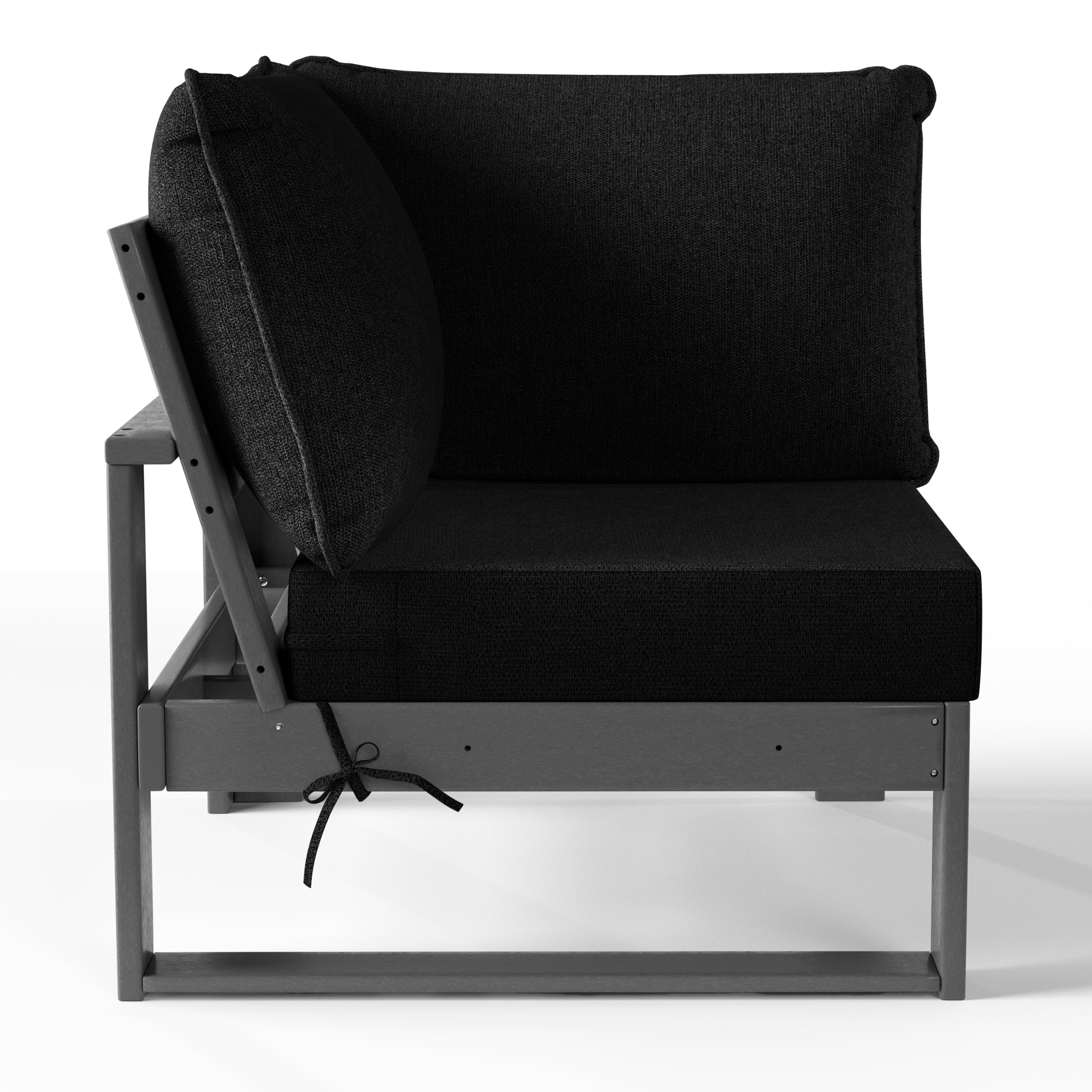 Signature All-Weather Outdoor Modular Patio Deep Seating Corner Chair (Corner Sectional Seat) Gray Black Seahawk Designs Patio Chairs