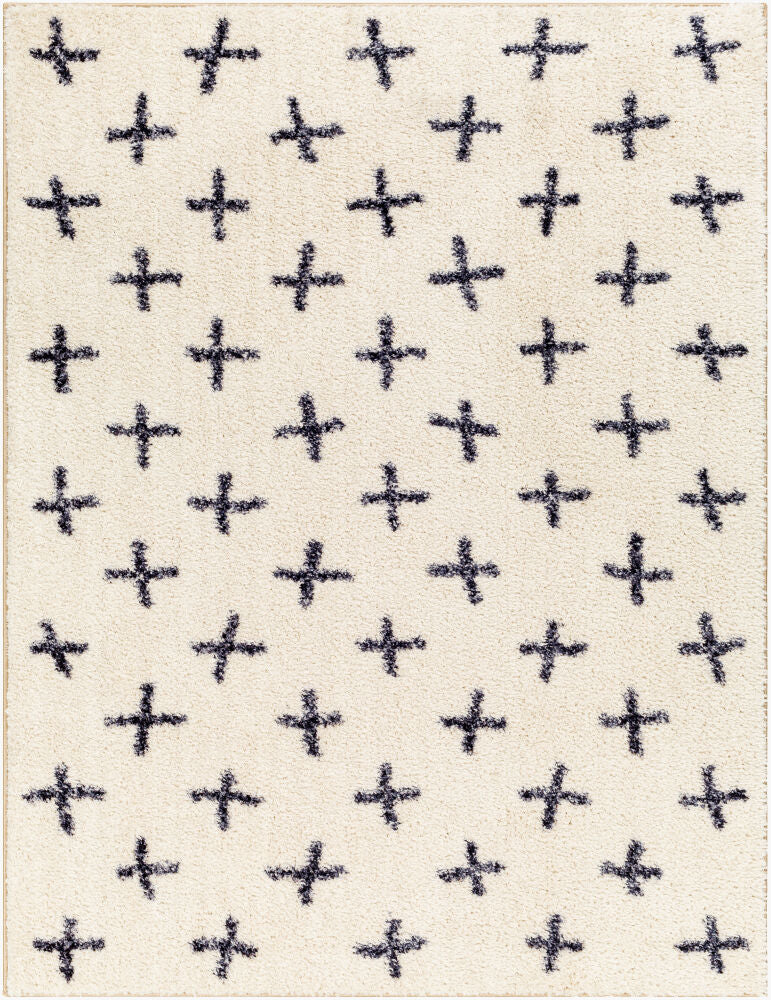 Lykke Machine Woven Rug — Black/Ivory