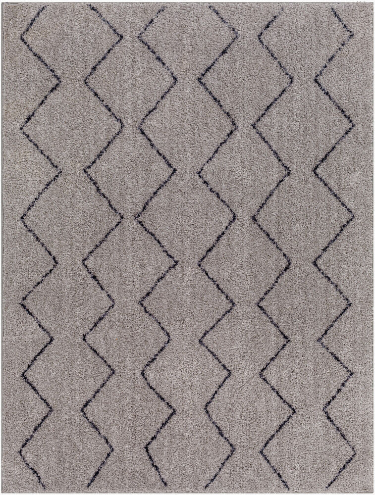 Lykke Machine Woven Rug — Black/Light Gray