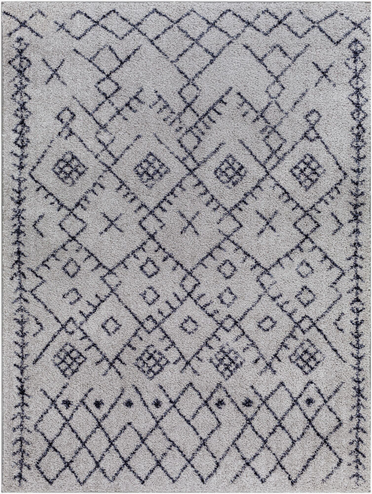 Lykke Machine Woven Rug — Black/Light Gray