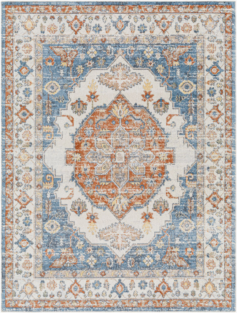 Lillian Machine Woven Rug — Brown/Dark Blue