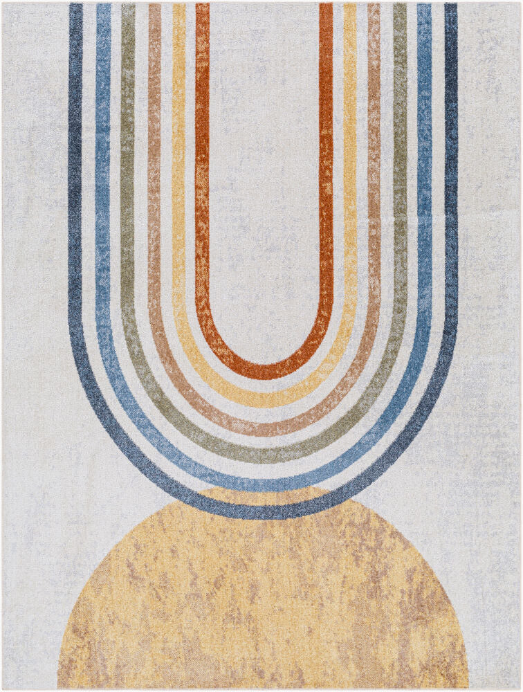 Lillian Machine Woven Rug — Brown/Dark Blue