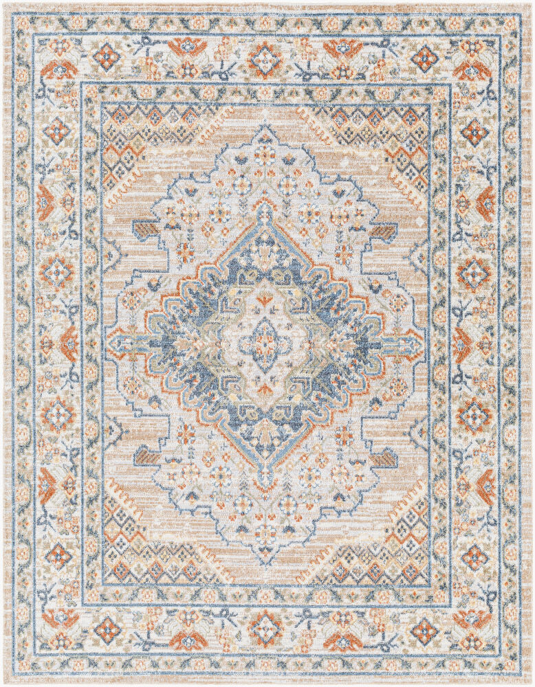 Lillian Machine Woven Rug — Brown/Dark Blue