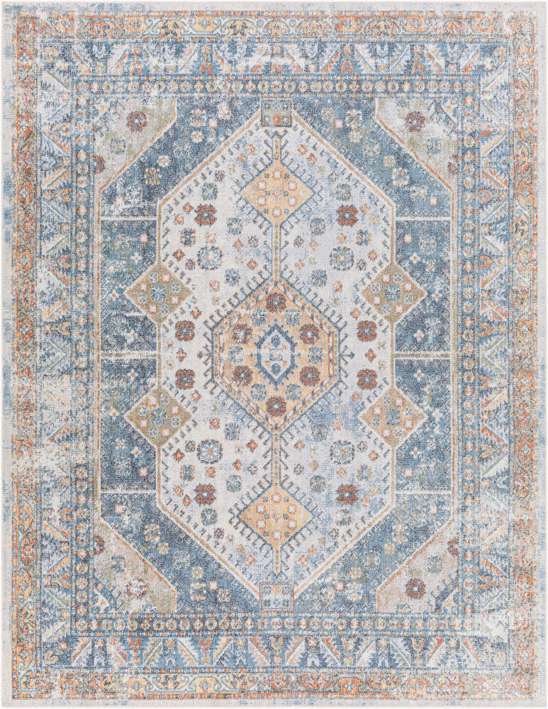 Lillian Machine Woven Rug — Brown/Dark Blue