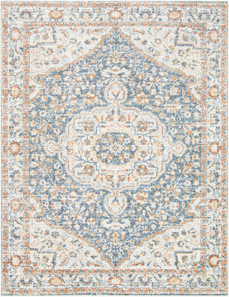 Lillian Machine Woven Rug — Brown/Dark Blue