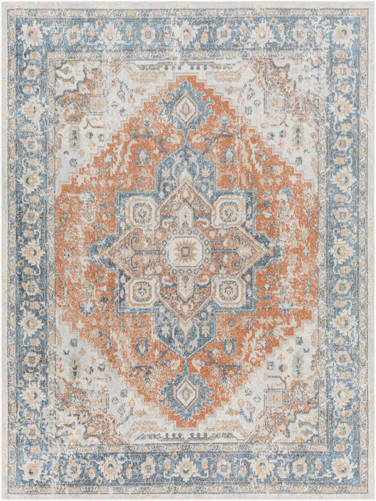 Lillian Machine Woven Rug — Brown/Dark Blue