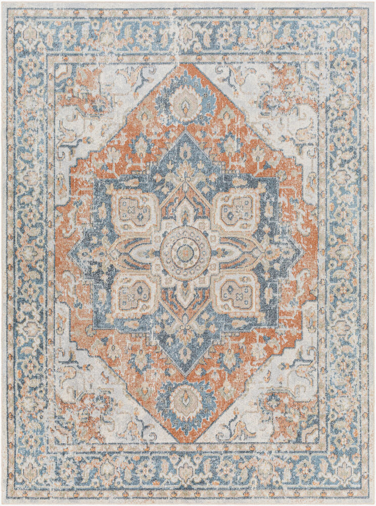 Lillian Machine Woven Rug — Brown/Dark Blue