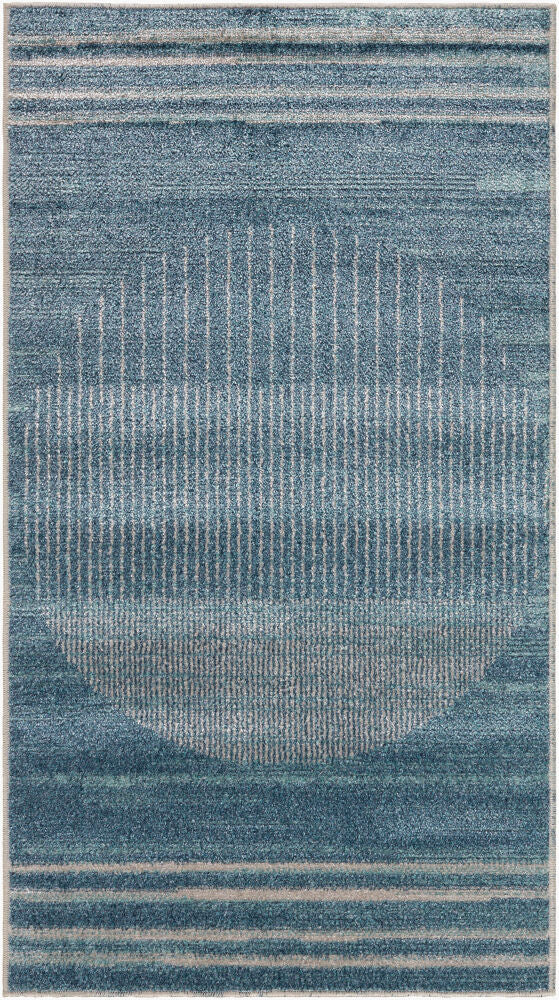 Lillian Machine Woven Rug — Dark Blue/Light Brown
