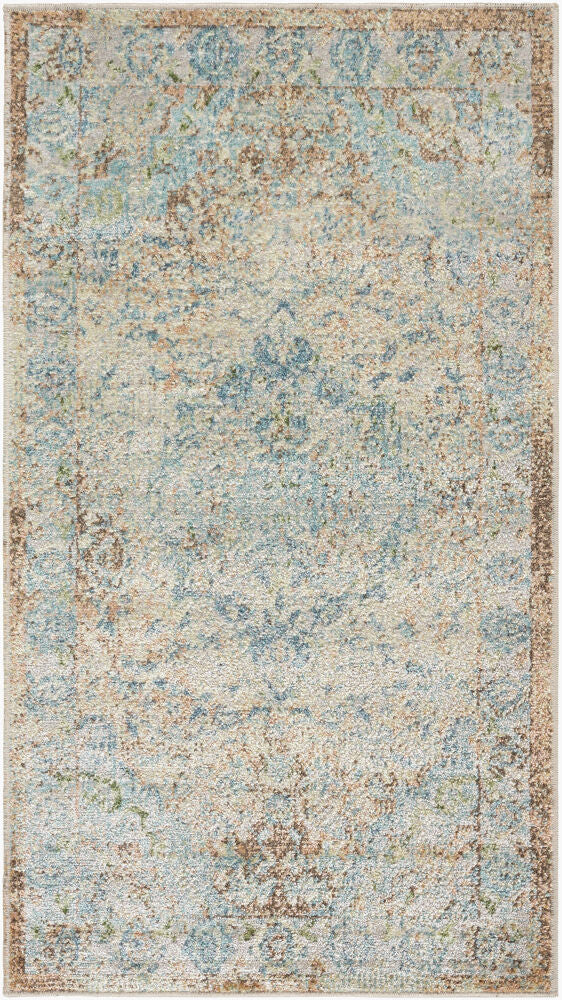 Lillian Machine Woven Rug — Brown/Dark Blue