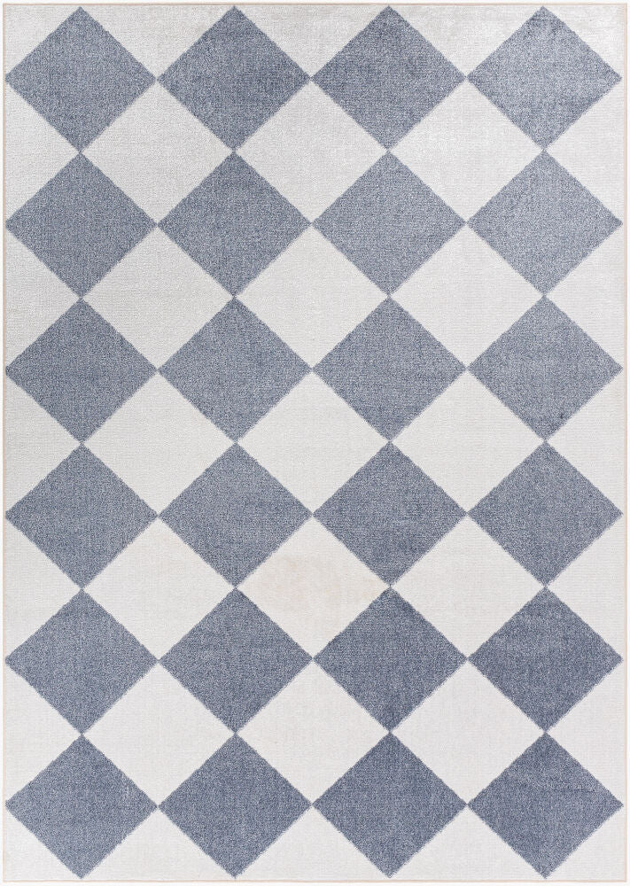 Lillian Machine Woven Rug — Navy/Off-White