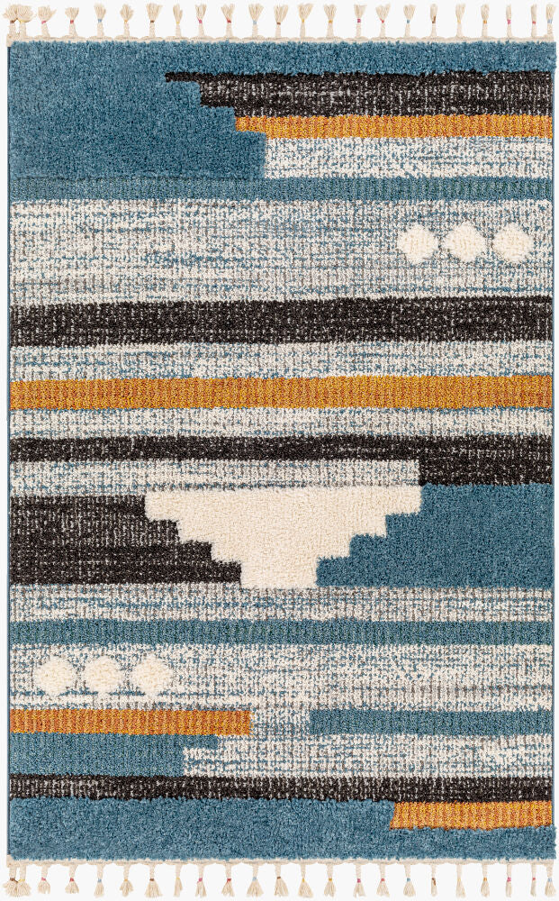 Lofty Machine Woven Rug — Black/Blue