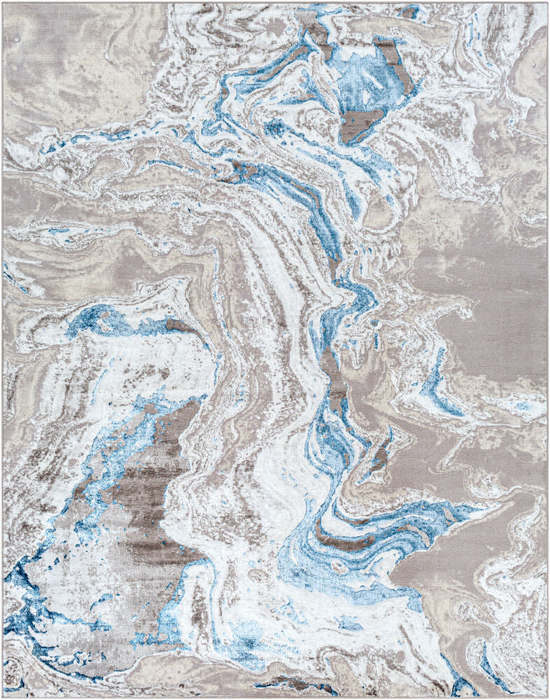 Lustro Machine Woven Rug — Cream/Dark Blue