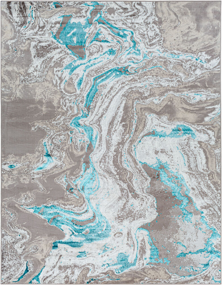Lustro Machine Woven Rug — Blue/Cream