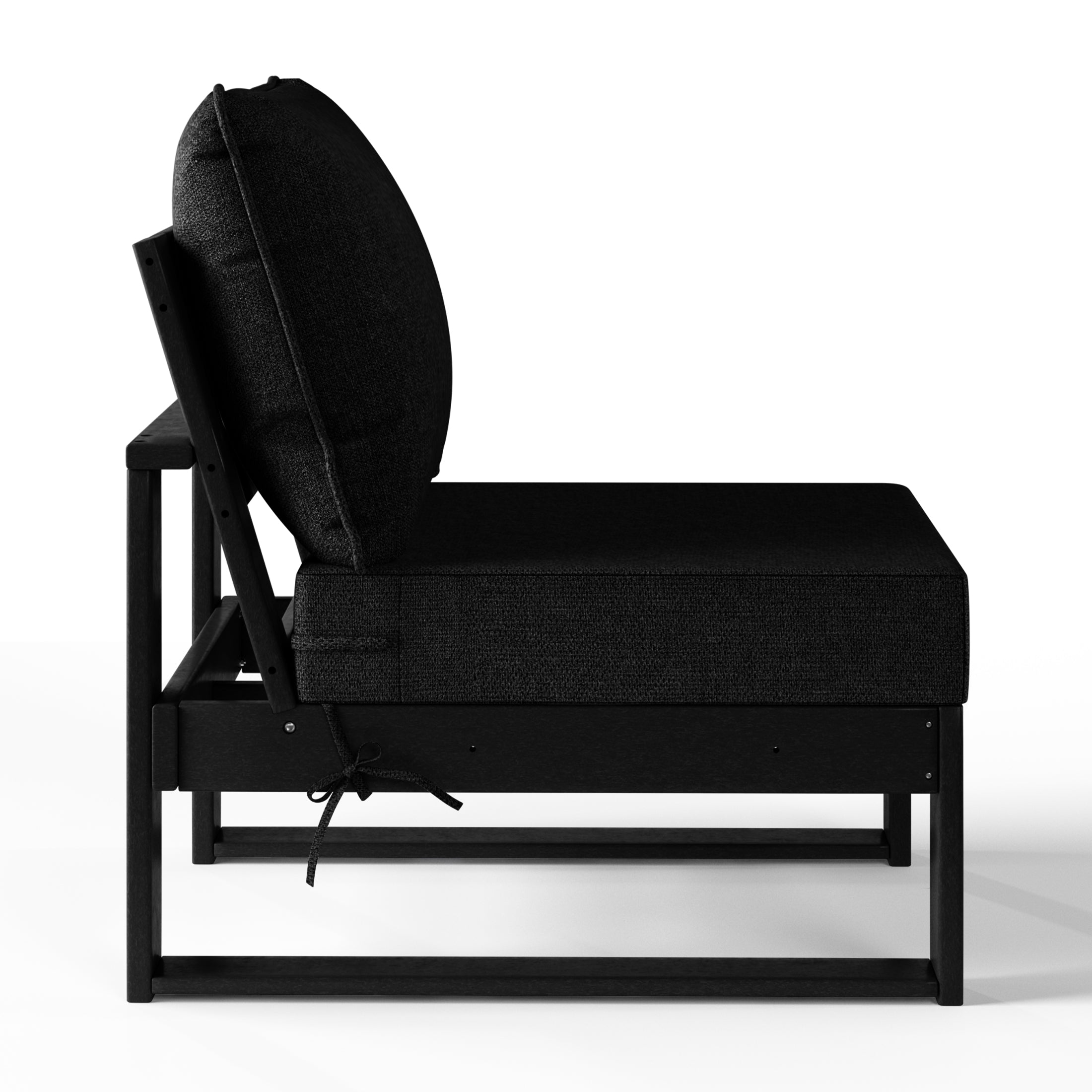 Signature All-Weather Outdoor Modular Deep Seating Cushioned Side Chair (Center Sectional Seat) Black Black Seahawk Designs Patio Chairs