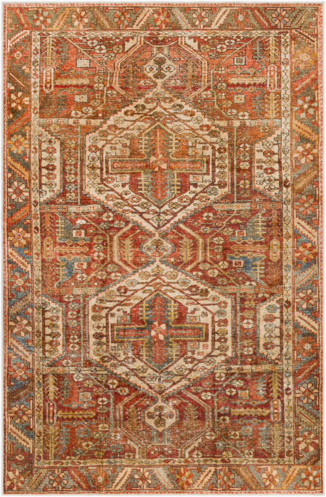 Lavable Machine Woven Rug — Brown/Dusty Coral