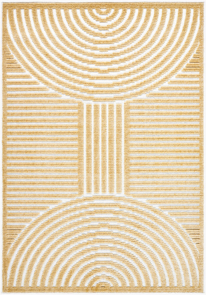 Lyna Machine Woven Rug — Mustard/White