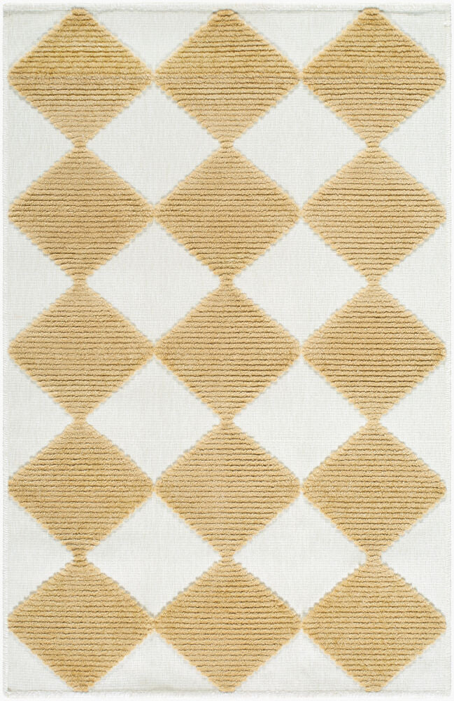 Lyna Machine Woven Rug — Mustard/White