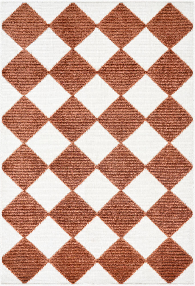 Lyna Machine Woven Rug — Rust/White