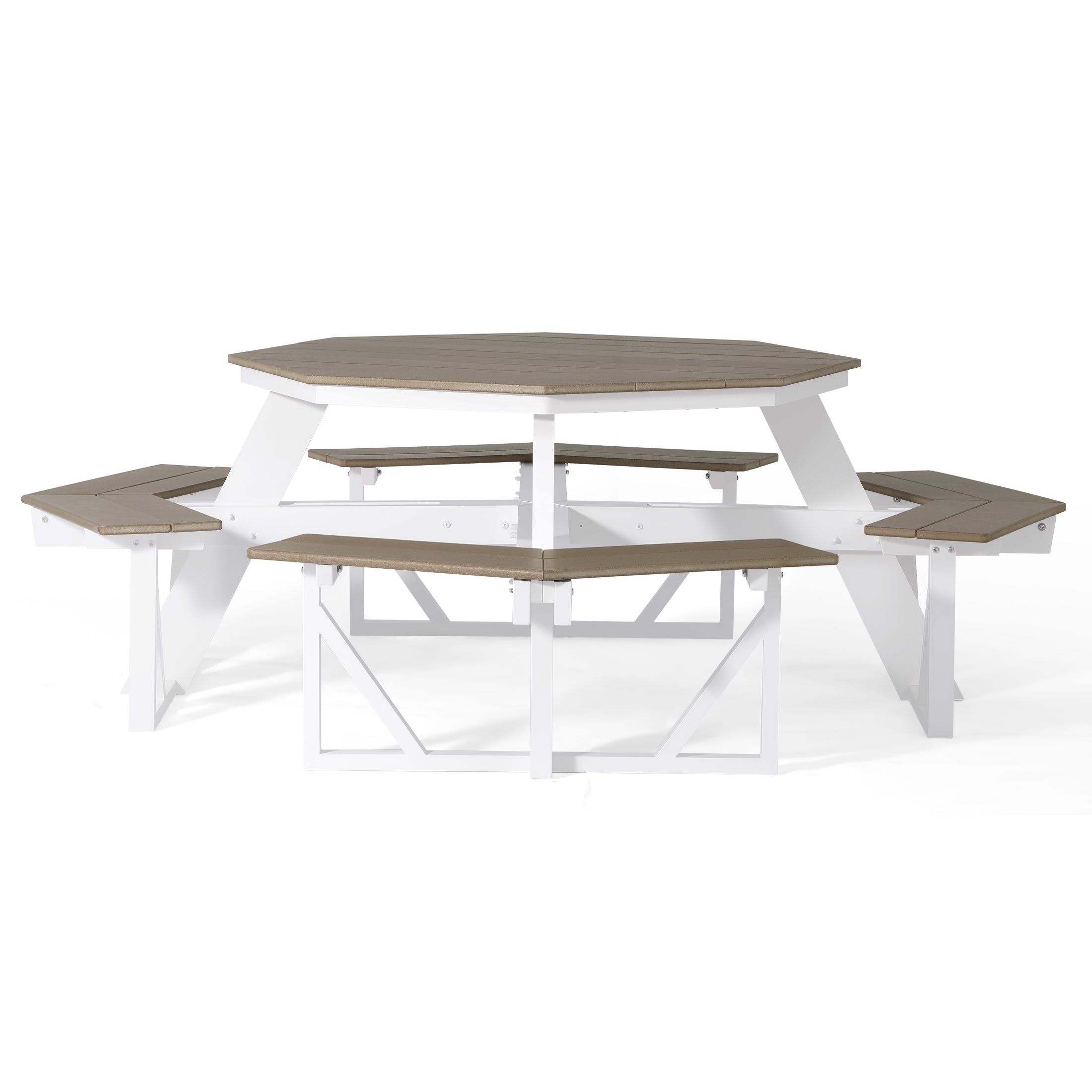 Vista 48" Octagon Picnic Table Weathered Wood Seahawk Designs Picnic Tables