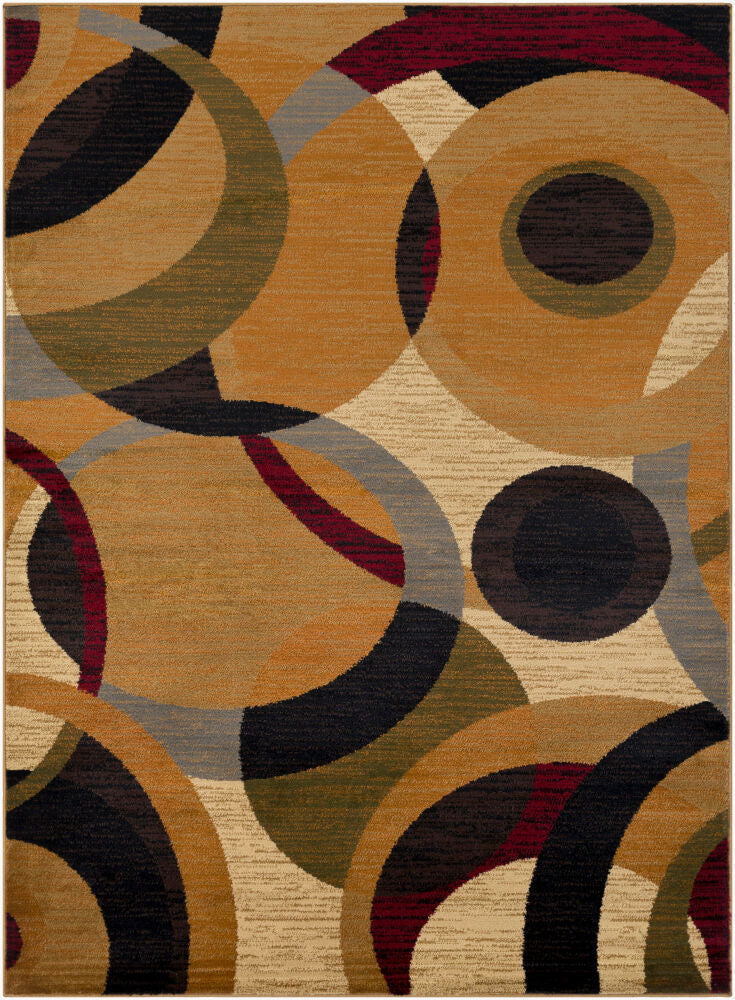 Marash Machine Woven Rug — Black/Camel