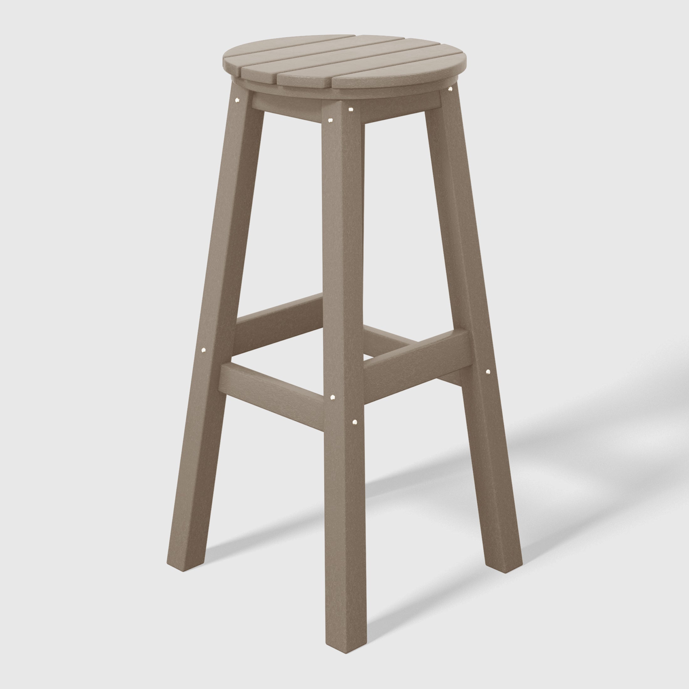 Stockholm All-Weather Outdoor Round Bar Stool (29" Height) Weathered Wood Seahawk Designs Patio Bar & Counter Stools