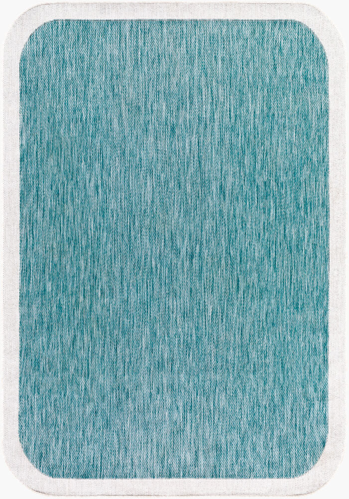 Miami Beach Machine Woven Rug — Aqua/Cream