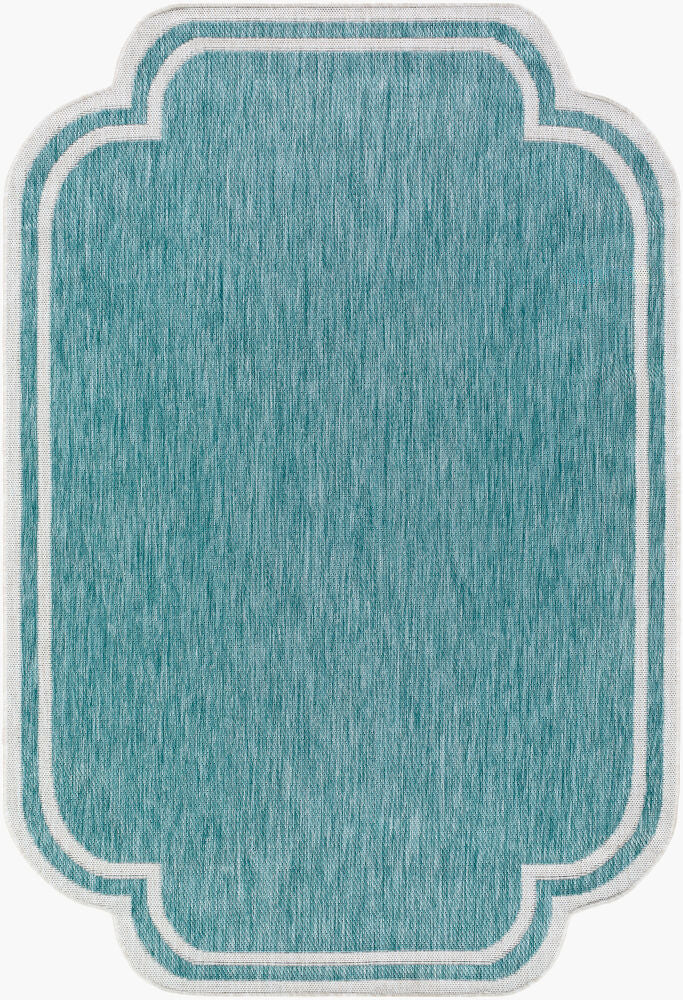 Miami Beach Machine Woven Rug — Aqua/Cream