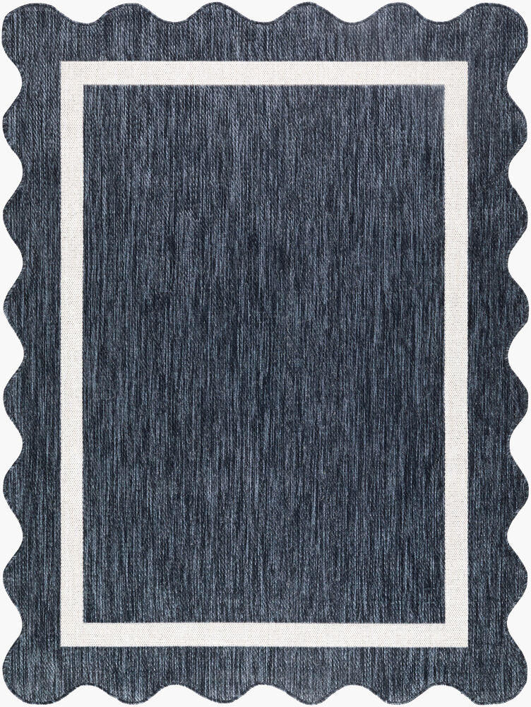 Miami Beach Machine Woven Rug — Cream/Dark Blue
