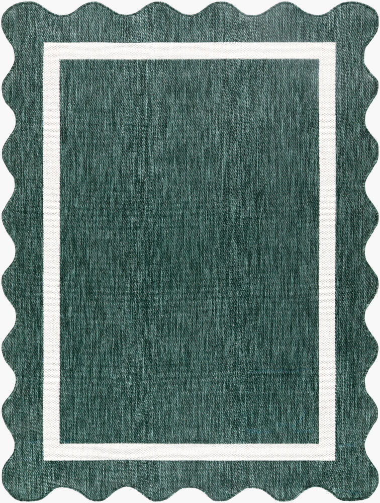 Miami Beach Machine Woven Rug — Cream/Dark Green