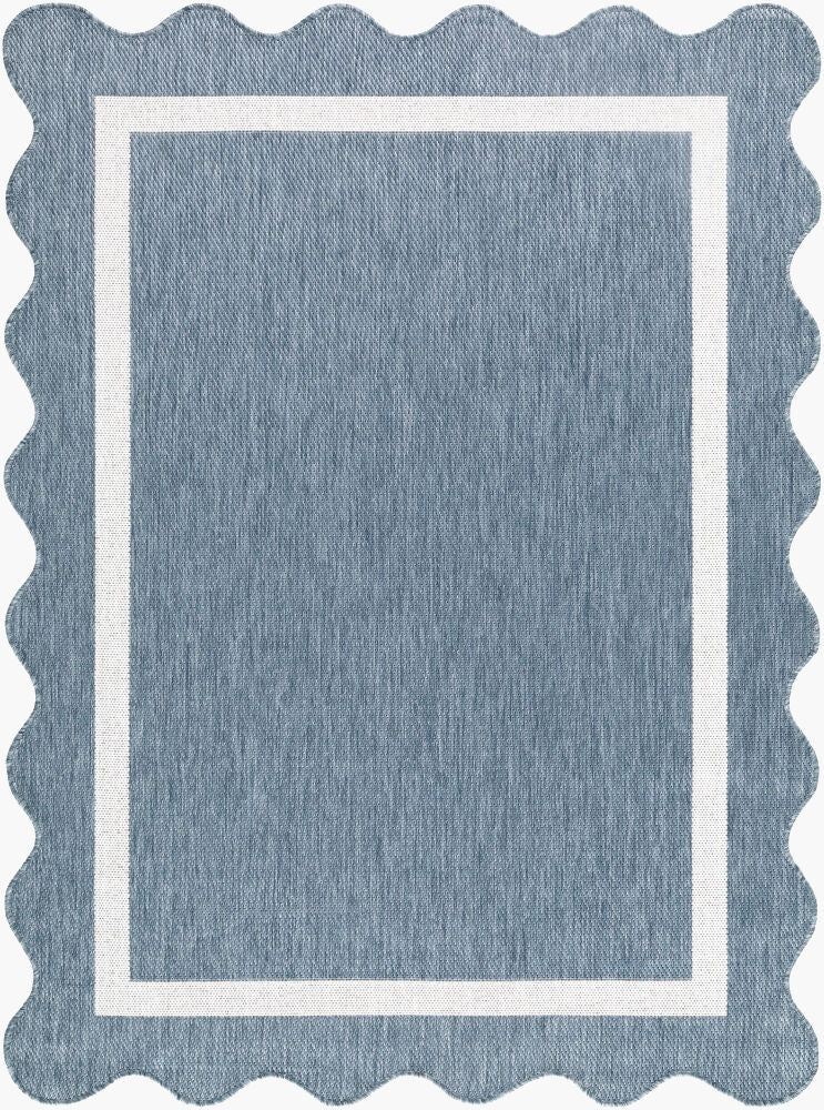Miami Beach Machine Woven Rug — Blue/Cream