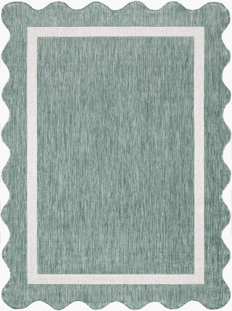 Miami Beach Machine Woven Rug — Cream/Medium Green