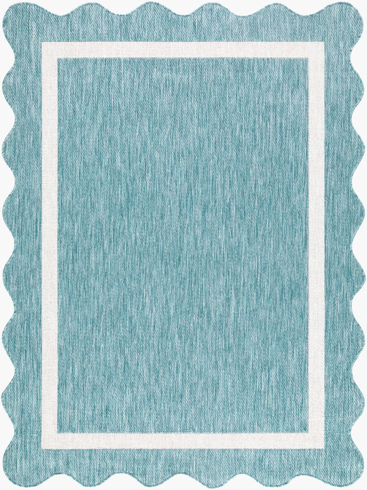 Miami Beach Machine Woven Rug — Aqua/Cream