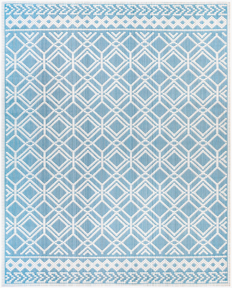 Montego Bay Machine Woven Rug — Blue/Cream