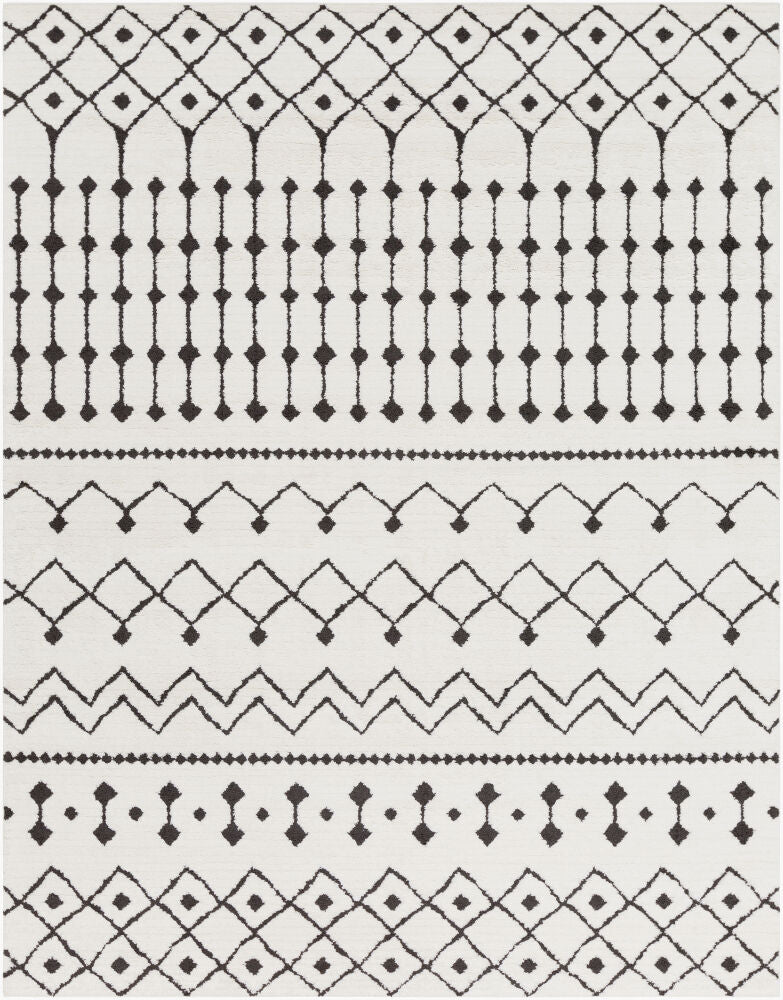 Moroccan Shag Machine Woven Rug — Black/Charcoal