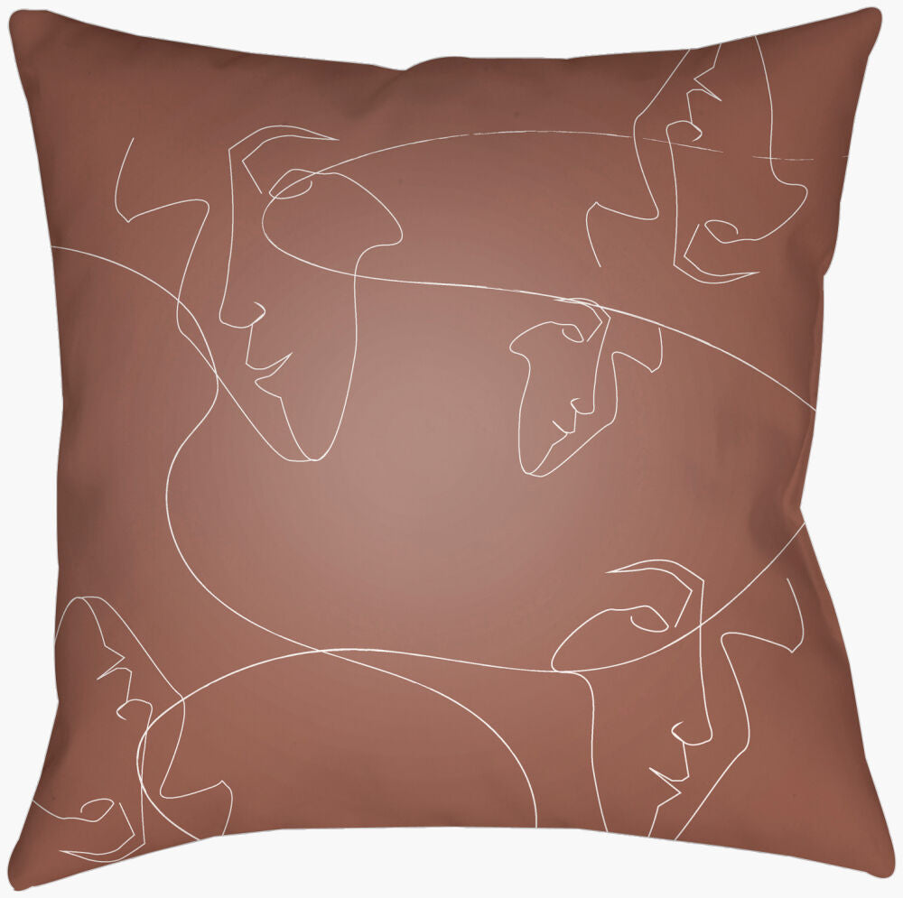 Modern Faces Accent Pillow — Medium Brown/White