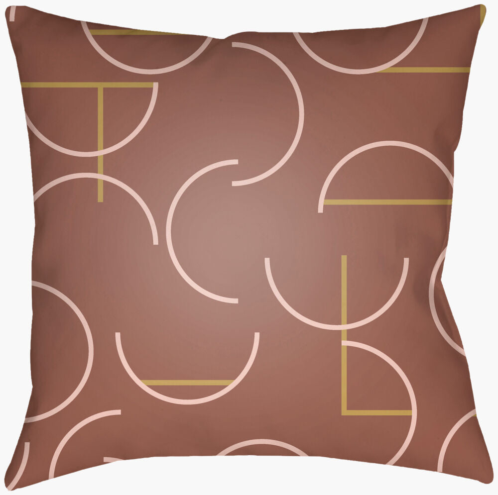 Modern Circles Accent Pillow — Medium Brown/Mustard