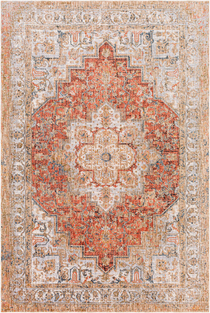 Merit Machine Woven Rug — Beige/Burnt Orange